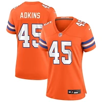 Nate Adkins Women's Nike Orange Denver Broncos Mile High Collection 1977 Throwback Custom Game Jersey