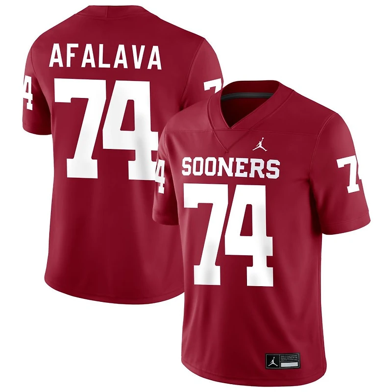 Darius Afalava Men's Jordan Brand Crimson Oklahoma Sooners NIL Pick-A-Player Football Replica Jersey