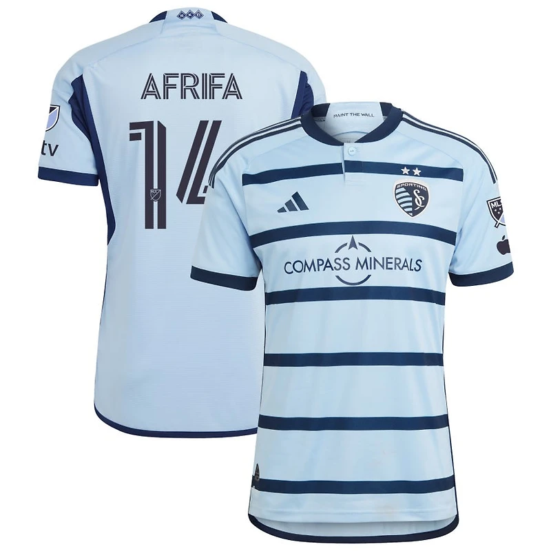 Stephen Afrifa Men's adidas Light Blue Sporting Kansas City 2023 Hoops 4.0 Authentic Custom Jersey