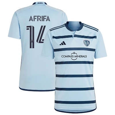 Stephen Afrifa Men's adidas Light Blue Sporting Kansas City 2023 Hoops 4.0 Replica Custom Jersey
