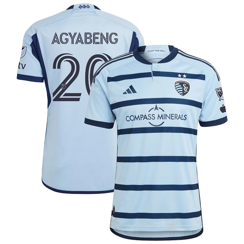 Agyabeng Kwaku Agyabeng Men's adidas Light Blue Sporting Kansas City 2023 Hoops 4.0 Authentic Custom Jersey