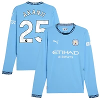 Manuel Akanji Men's Puma Light Blue Manchester City 2024/25 Home Replica Long Sleeve Custom Jersey