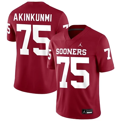 Daniel Akinkunmi Men's Jordan Brand Crimson Oklahoma Sooners NIL Pick-A-Player Football Replica Jersey