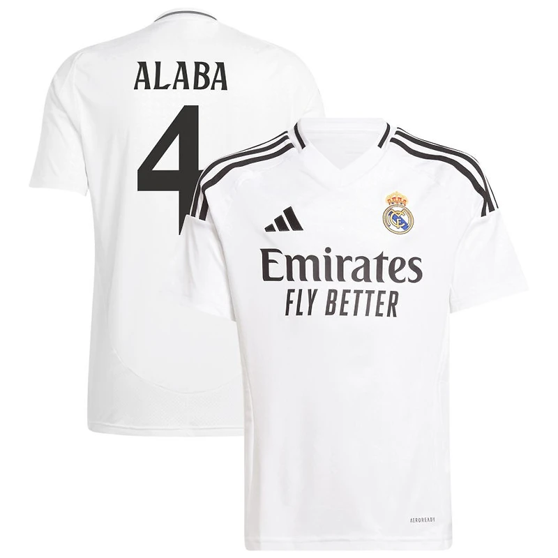 David Alaba Youth adidas White Real Madrid 2024/25 Home Replica Custom Jersey