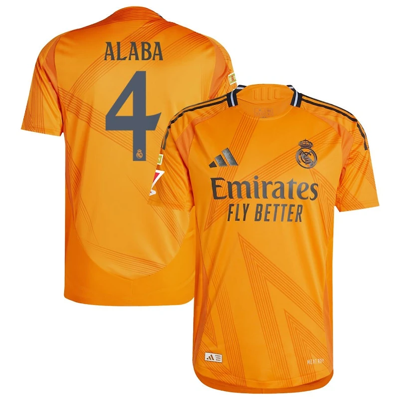 David Alaba Men's adidas  Orange Real Madrid 2024/25 Away Authentic Custom Jersey