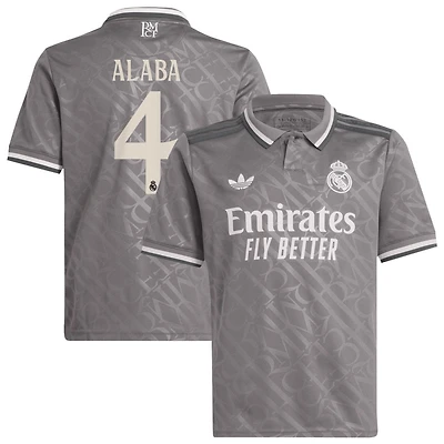 David Alaba Youth adidas Originals  Charcoal Real Madrid 2024/25 Third Replica Custom Jersey