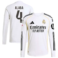 David Alaba Men's adidas White Real Madrid 2025/26 Home Authentic Long Sleeve Custom Jersey