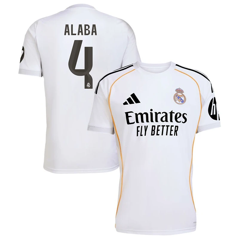David Alaba Men's adidas White Real Madrid 2025/26 Home Replica Custom Jersey
