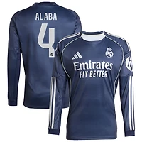 David Alaba Men's adidas Blue Real Madrid 2025/26 Away Long Sleeve Replica Custom Jersey