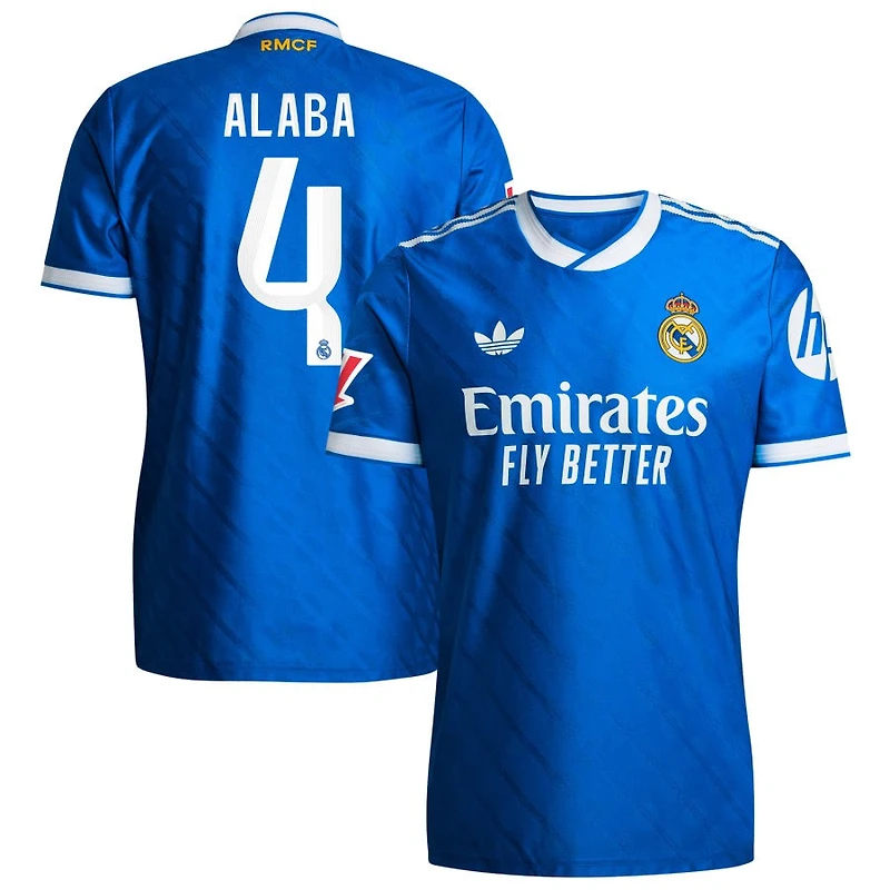 David Alaba Men's adidas Blue Real Madrid 2025/26 Third Authentic Custom Jersey