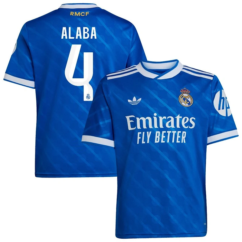 David Alaba Youth adidas  Blue Real Madrid 2025/26 Third Replica Custom Jersey