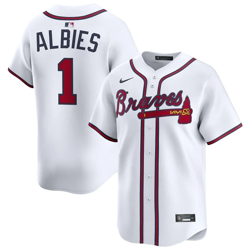 Ozzie Albies Men's Nike White Atlanta Braves Home Limited Custom Jersey