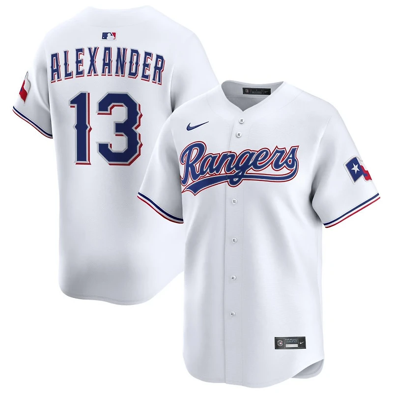 Tyler Alexander Men's Nike White Texas Rangers Home Limited Custom Jersey