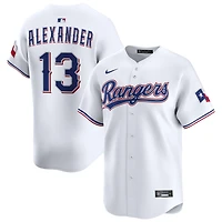 Tyler Alexander Men's Nike White Texas Rangers Home Limited Custom Jersey