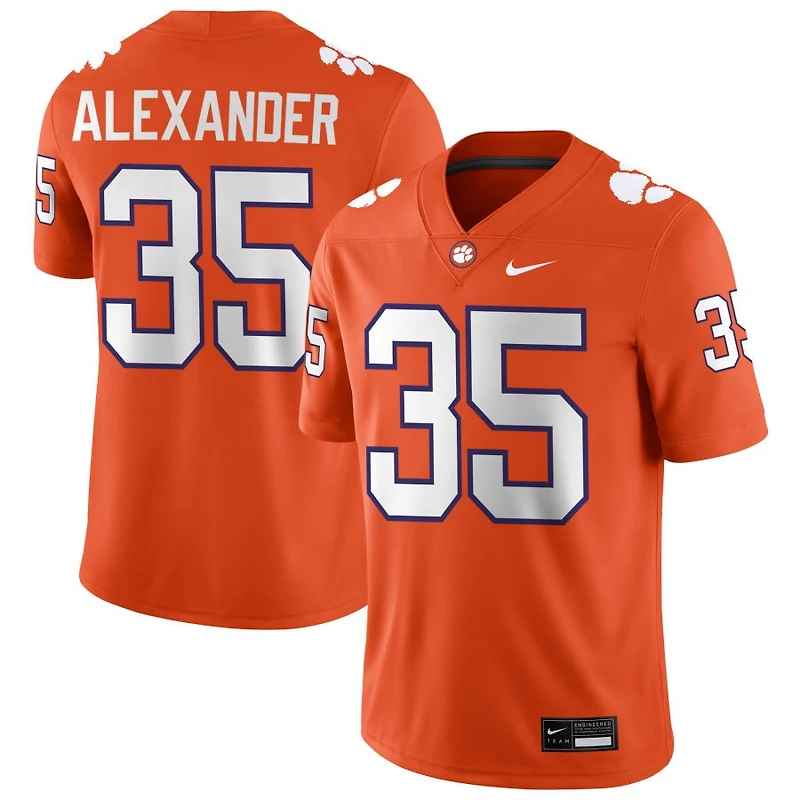 Jeremiah Alexander Men's Nike Orange Clemson Tigers NIL Pick-A-Player Game Jersey