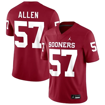 Gunnar Allen Men's Jordan Brand Crimson Oklahoma Sooners NIL Pick-A-Player Football Replica Jersey