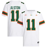 Elijah Alston Men's adidas  White Miami Hurricanes NIL Pick-A-Player White Premier Football Jersey