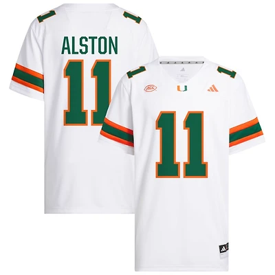 Elijah Alston Men's adidas  White Miami Hurricanes NIL Pick-A-Player White Premier Football Jersey