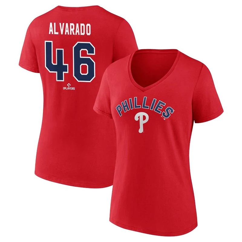 Women's Red Philadelphia Phillies Personalized Winning Streak Name & Number V-Neck T-Shirt