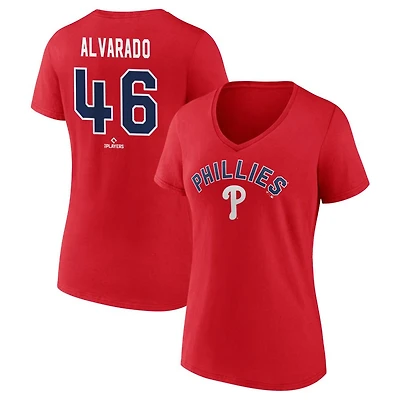 Women's Red Philadelphia Phillies Personalized Winning Streak Name & Number V-Neck T-Shirt