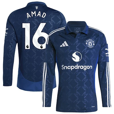 Amad Diallo Amad Men's adidas  Navy Manchester United 2024/25 Away Replica Long Sleeve Custom Jersey