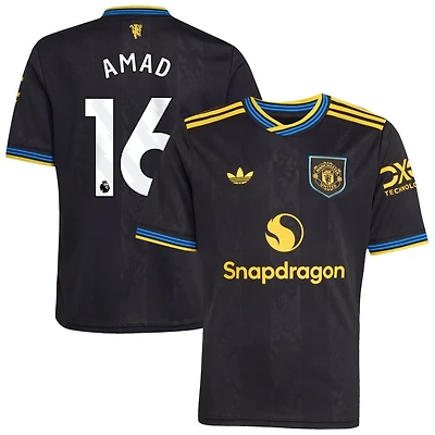 Amad Diallo Amad Youth adidas  Black Manchester United 2025/26 Third Replica Custom Jersey