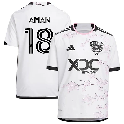 Richie Aman Youth adidas White D.C. United 2023 The Cherry Blossom Kit Replica Custom Jersey