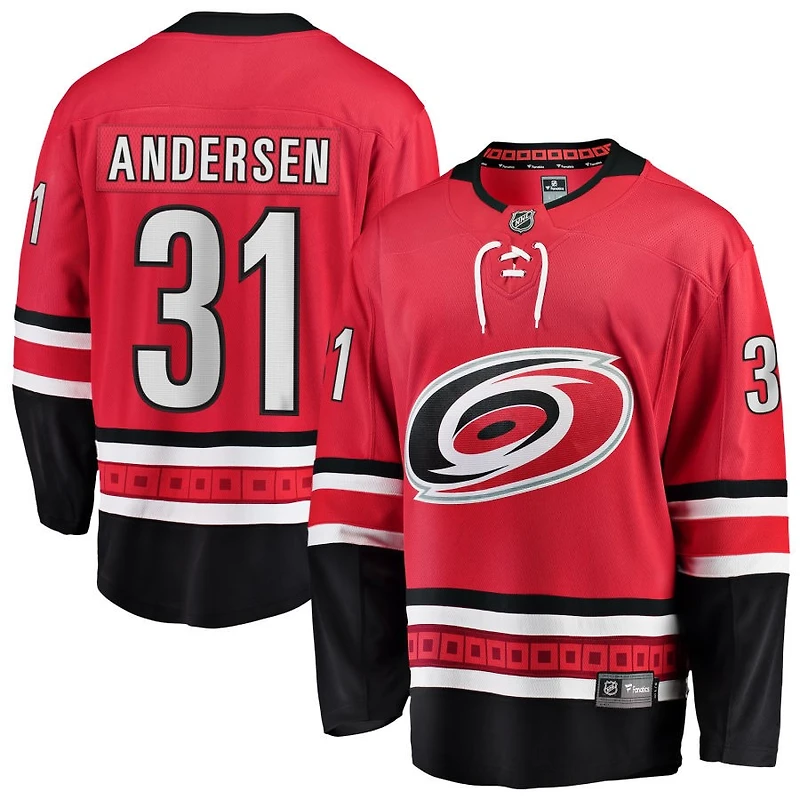 Frederik Andersen Men's Fanatics Red Carolina Hurricanes Alternate Breakaway Custom Jersey