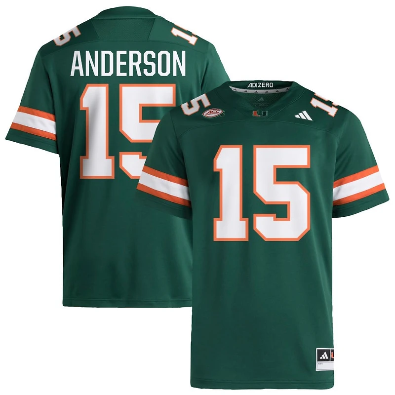 Judd Anderson Men's adidas Green Miami Hurricanes NIL Pick-A-Player Alternate Premier Football Jersey