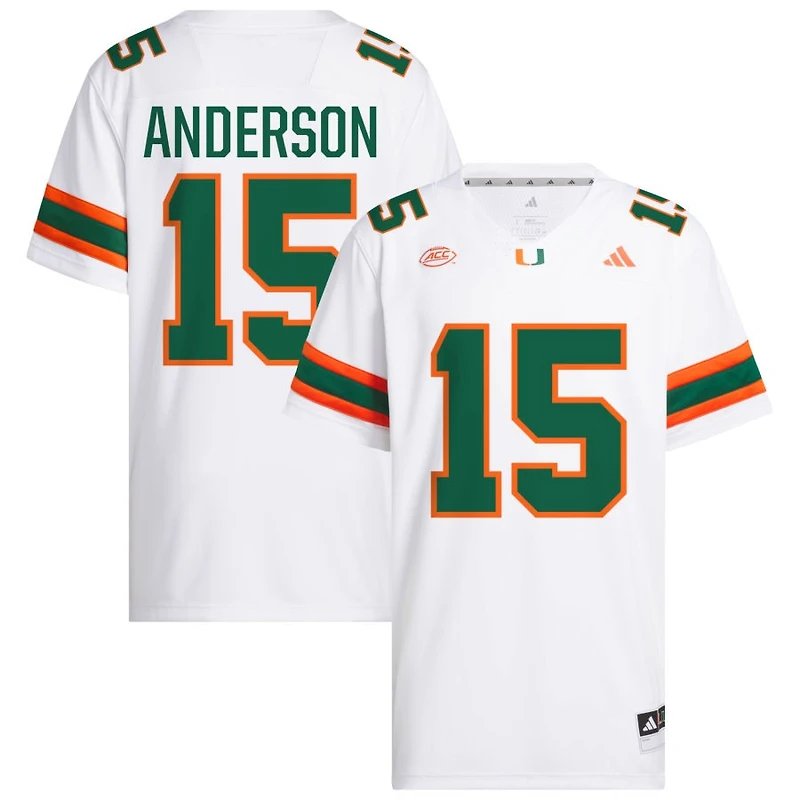 Judd Anderson Men's adidas  White Miami Hurricanes NIL Pick-A-Player White Premier Football Jersey