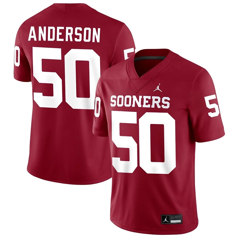 Ben Anderson Men's Jordan Brand Crimson Oklahoma Sooners NIL Pick-A-Player Football Replica Jersey