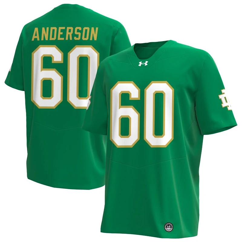Max Anderson Men's Under Armour Kelly Green Notre Dame Fighting Irish Alternate NIL Pick-A-Player Replica Football Jersey