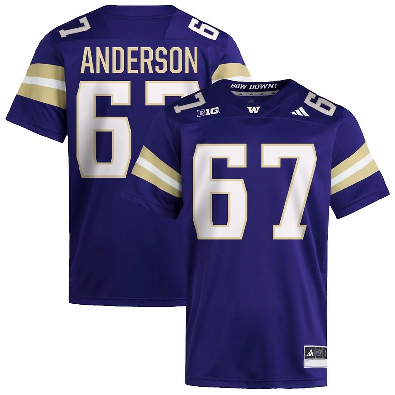 Aidan Anderson Men's adidas Purple Washington Huskies NIL Pick-A-Player Home Premier Football Jersey