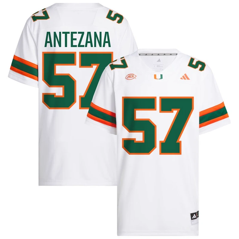 Matt Antezana Men's adidas  White Miami Hurricanes NIL Pick-A-Player White Premier Football Jersey