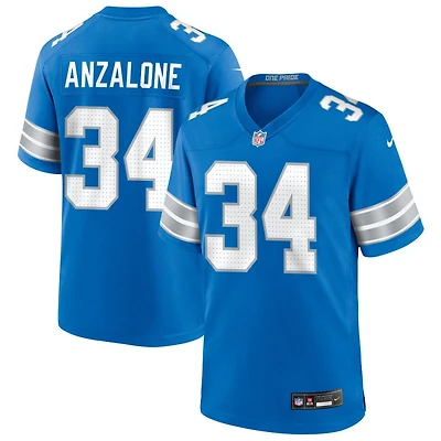 Alex Anzalone Men's Nike Blue Detroit Lions Custom Game Jersey