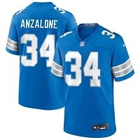 Alex Anzalone Men's Nike  Blue Detroit Lions Custom Game Jersey