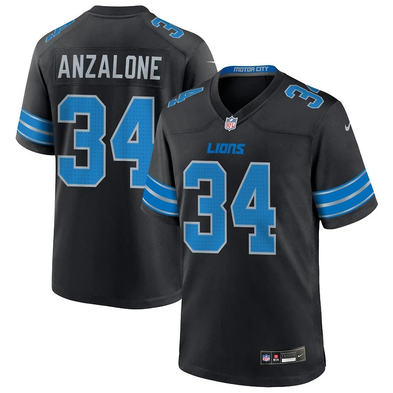 Alex Anzalone Men's Nike  Black Detroit Lions Alternate Custom Game Jersey