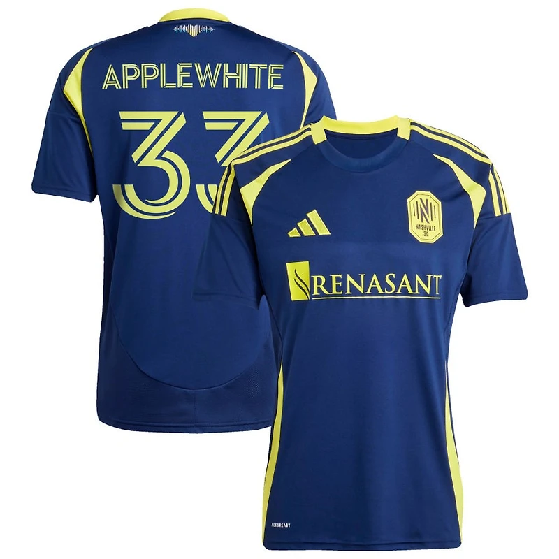 Chris Applewhite Men's adidas Navy Nashville SC 2025 The Heart of Nashville Kit Replica Custom Jersey