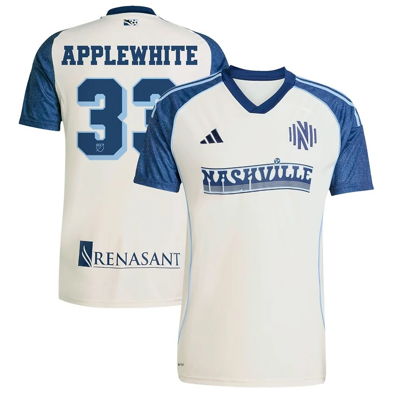 Chris Applewhite Men's adidas White Nashville SC 2025 Third Replica Custom Jersey