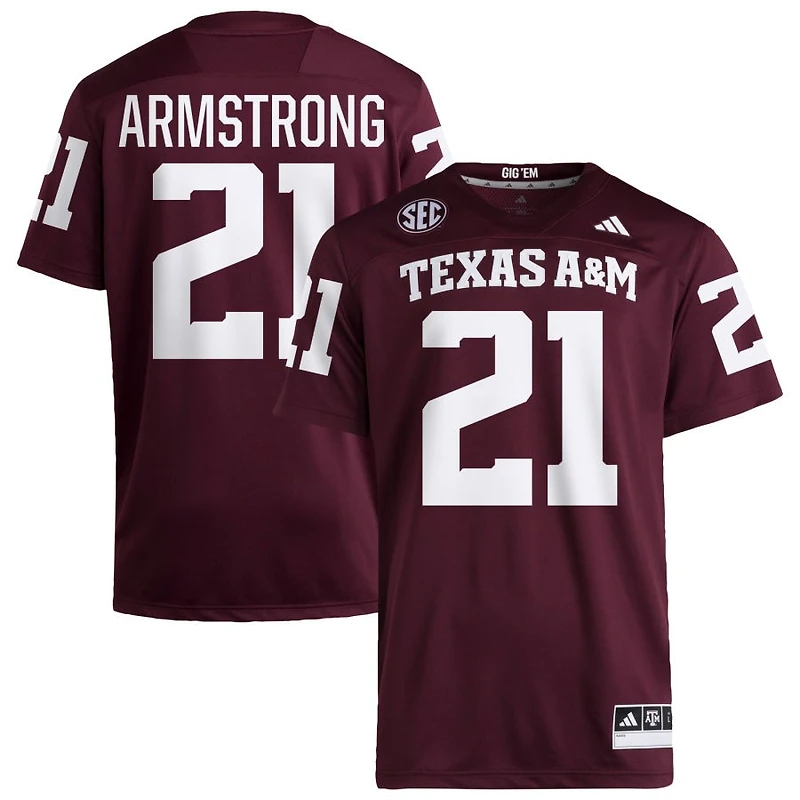 Kiotti Armstrong Men's adidas  Maroon Texas A&M Aggies NIL Pick-A-Player Home Premier Football Jersey