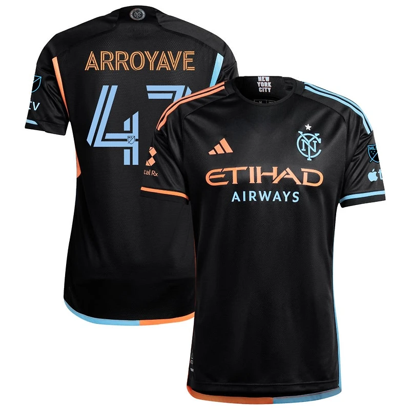 Jacob Arroyave Men's adidas Black New York City FC 2024 24/7 Kit Authentic Custom Jersey
