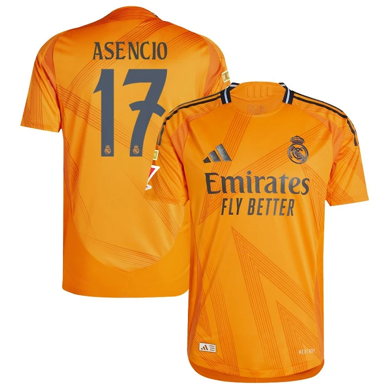Raul Asencio Men's adidas  Orange Real Madrid 2024/25 Away Authentic Custom Jersey