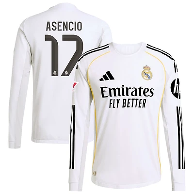 Raul Asencio Men's adidas White Real Madrid 2025/26 Home Authentic Long Sleeve Custom Jersey
