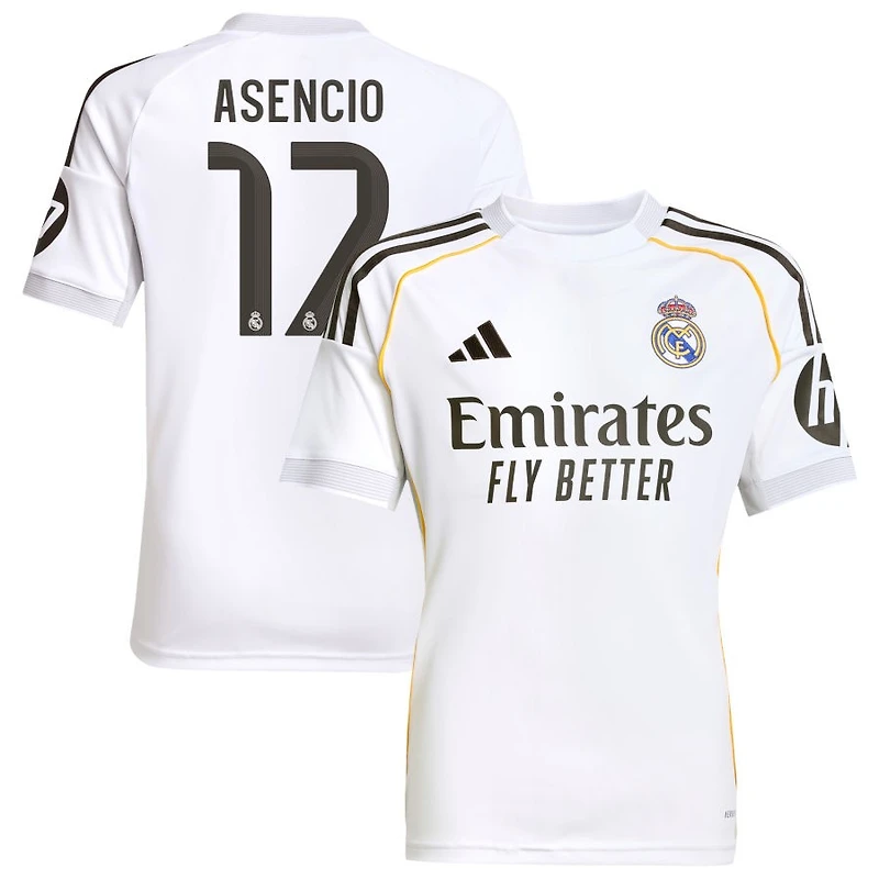 Raul Asencio Youth adidas White Real Madrid 2025/26 Home Replica Custom Jersey
