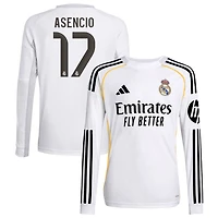 Raul Asencio Youth adidas White Real Madrid 2025/26 Home Replica Long Sleeve Custom Jersey