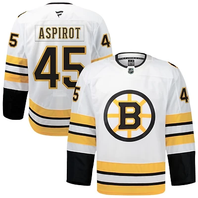 Jonathan Aspirot Men's Fanatics White Boston Bruins Away Authentic Pro Custom Jersey