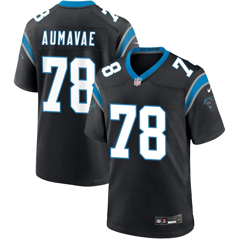 Popo Aumavae Men's Nike Black Carolina Panthers Custom Game Jersey