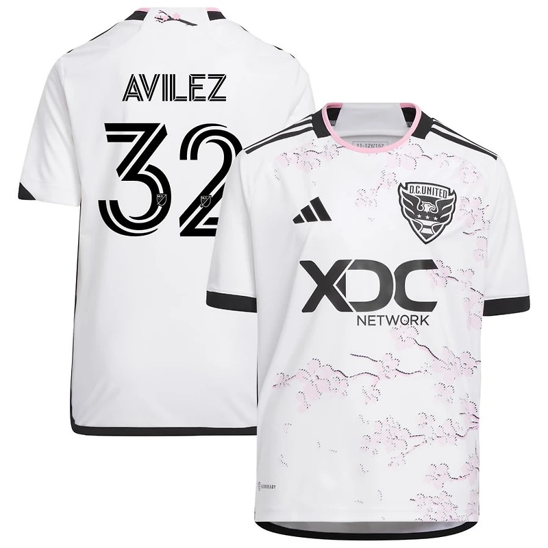 Oscar Avilez Youth adidas White D.C. United 2023 The Cherry Blossom Kit Replica Custom Jersey