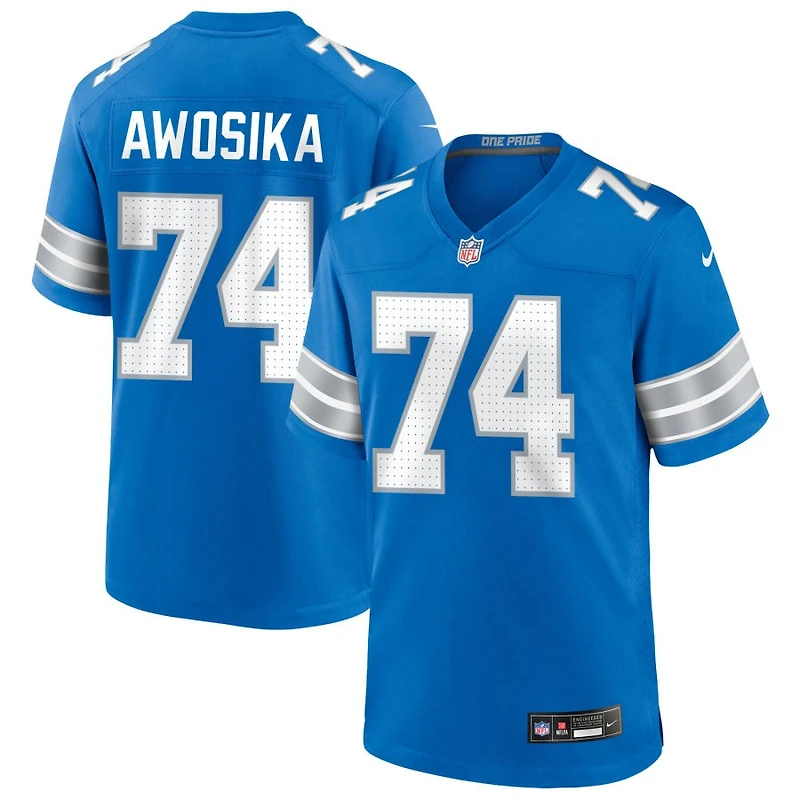 Kayode Awosika Men's Nike Blue Detroit Lions Custom Game Jersey
