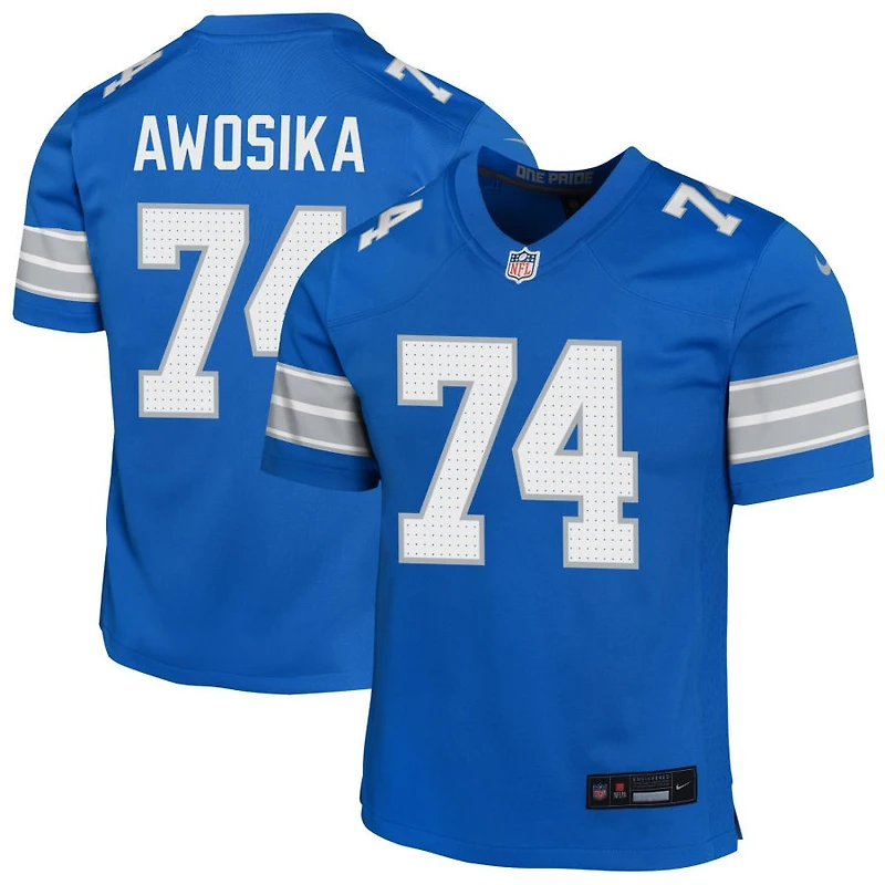 Kayode Awosika Youth Nike Blue Detroit Lions Custom Game Jersey